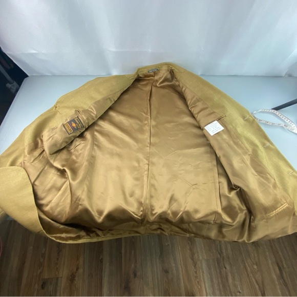 Vtg Stewart Hall Golden Wheat 3 button Men's Italian Made Suit Jacket size 42L - Picture 4 of 11